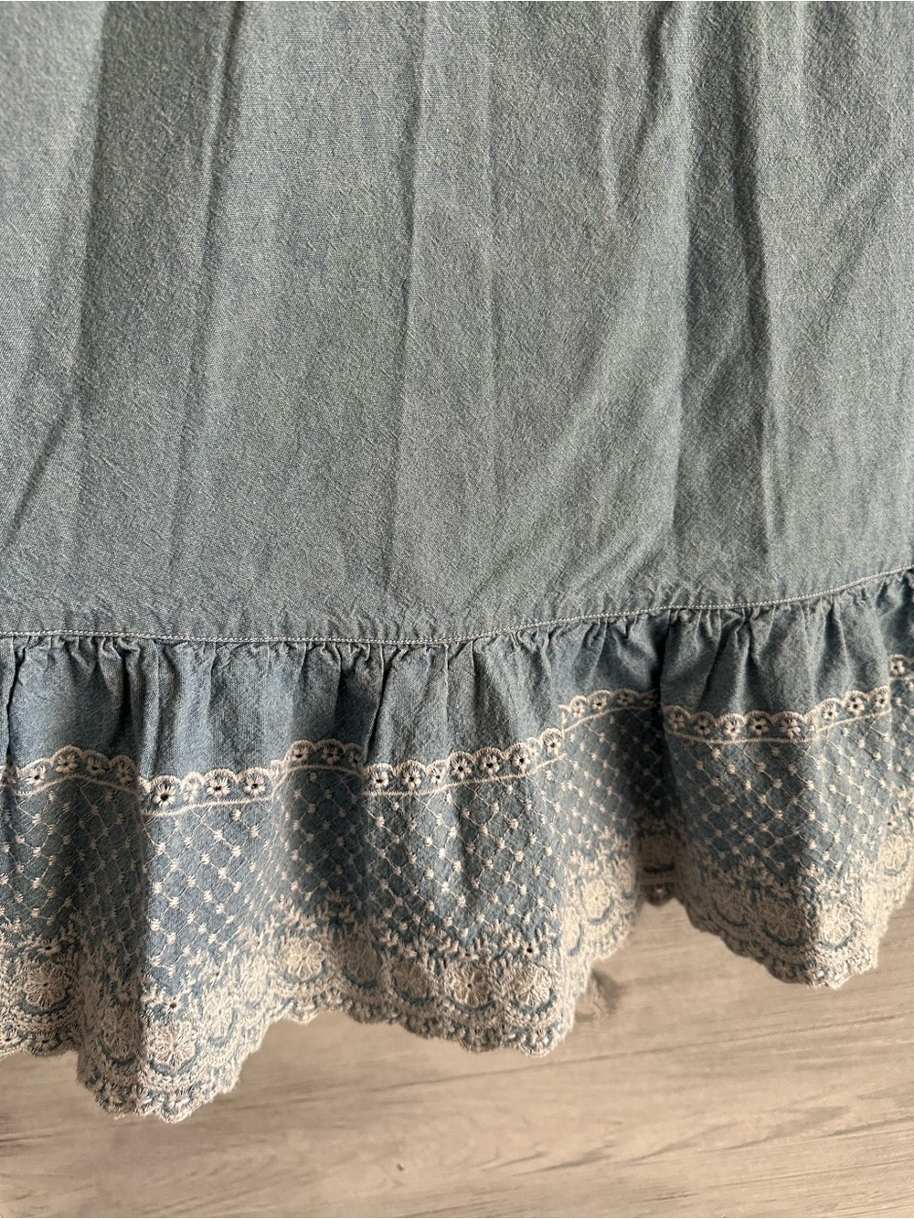 Lauren Ralph Lauren Light Blue Button-Front Maxi Skirt with Lace Ruffle - Picture 9 of 12